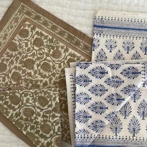 Two beautiful block print placemat + napkin